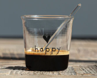 Set 4 bicchierini espresso Happy in nero