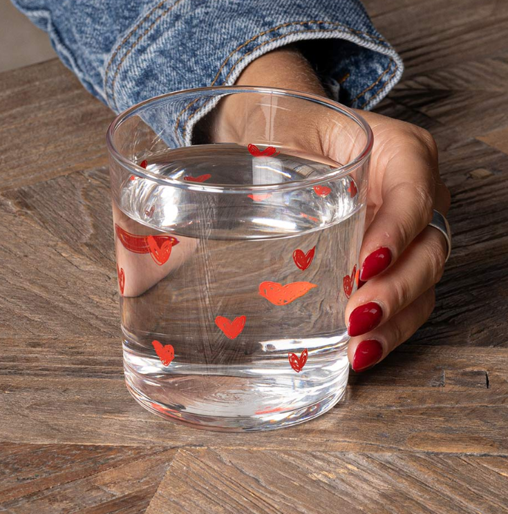 Set 6 Bicchieri acqua Tappezzeria Cuore Rosso